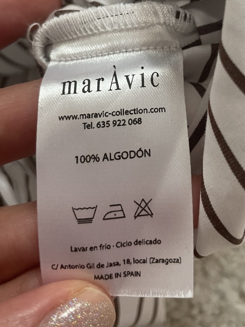 MarÁvic White blouse with stripes, knotted collar buttons and with tie, size S - Picture 8 of 8